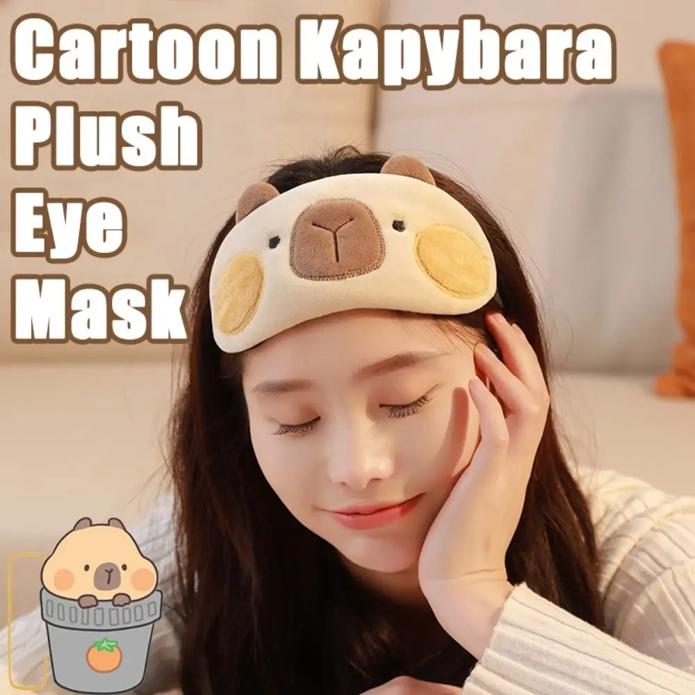 

Cartoon Kapybara Eye Mask Kawaii Cute Plush Sleeping Eye Covers Elastic Band Breathable Cartoon Kapybara Eye Mask Eye Care Tools