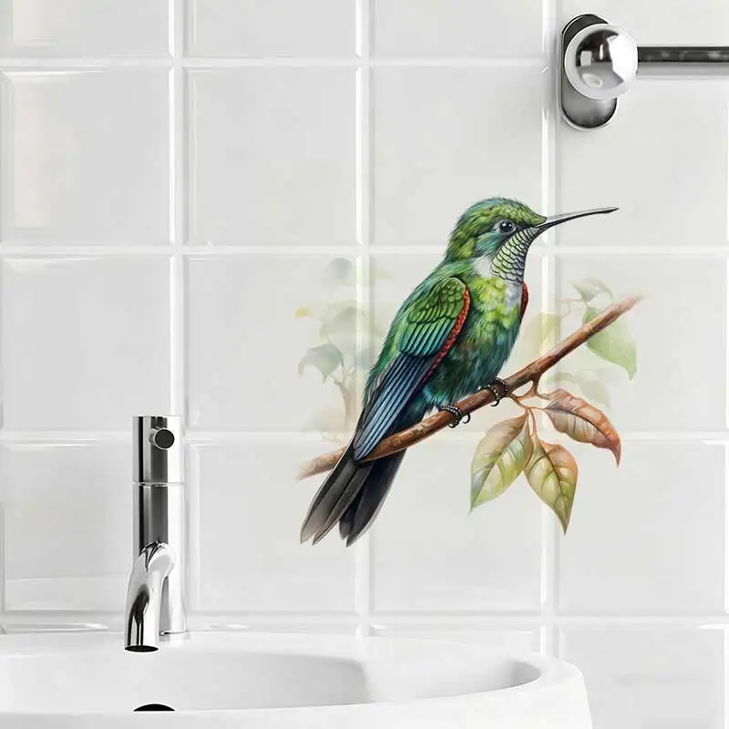 Hummingbird Watercolor Wall Sticker Toilet Lid Stickers, Bedroom Entrance Living Room Porch Home Decora Waterproof Decals M1652