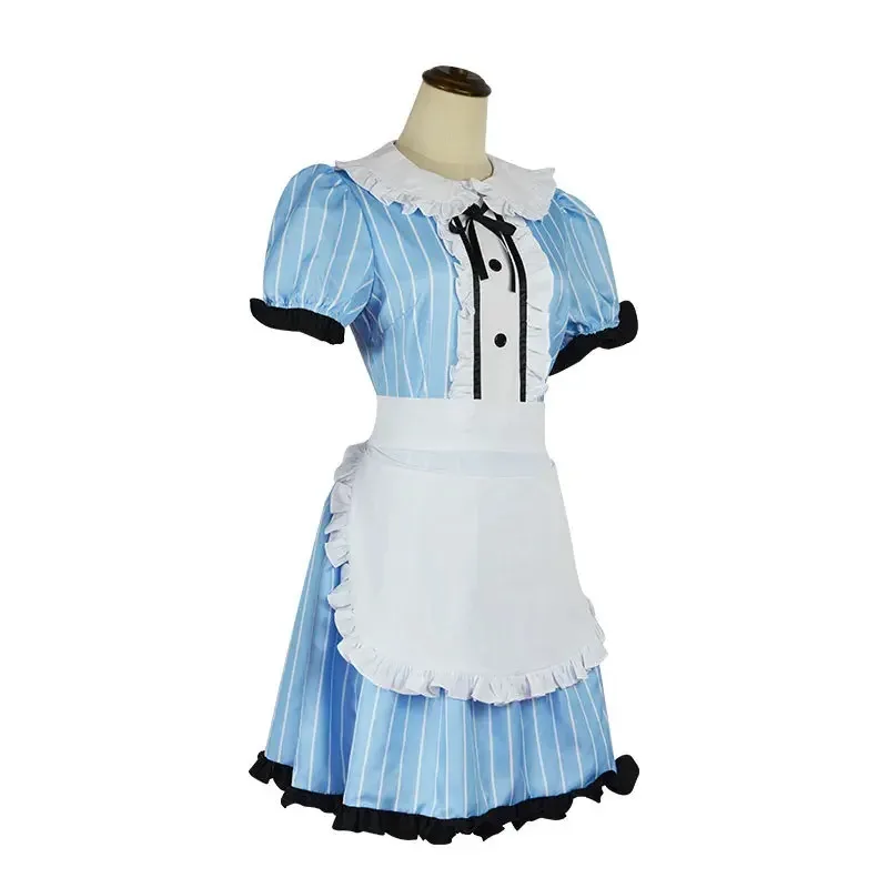 فستان المقهى والشرفة وآلهاته Megami no Kafeterasu Riho Tsukishima Shiragiku Ono Ouka Makusawa فستان الخادمة الأزرق