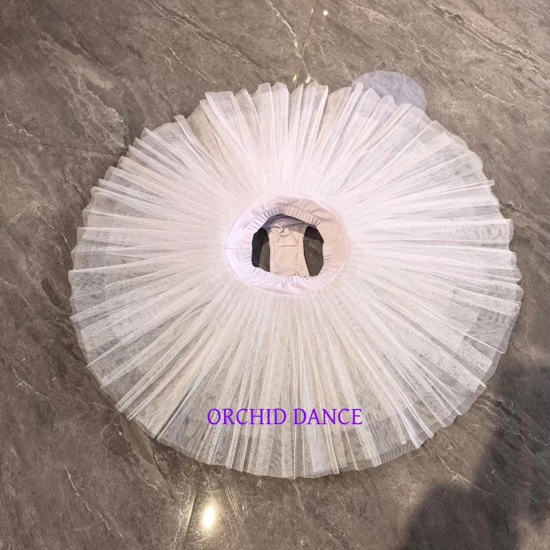 Pure White Multi Layer Round Fluffy Ballet Tutu Skirt Integrated Waist Ring Dance Skirt Suitable For Dance Class Stage Performan