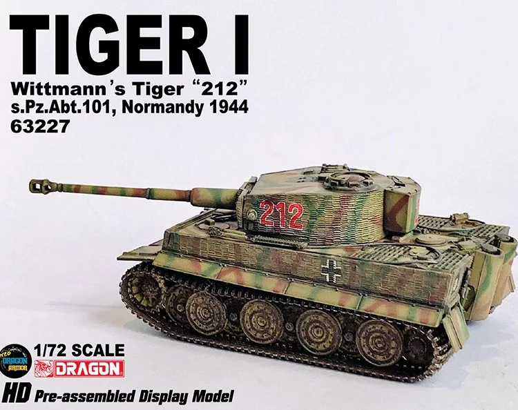 Modelo de tanque Dragon Armor 1/72 Tiger I Wittmann\'s Tiger 212 s.Pz.Abt.101, Normandia 1944 Coleção de soldado militar em estoque