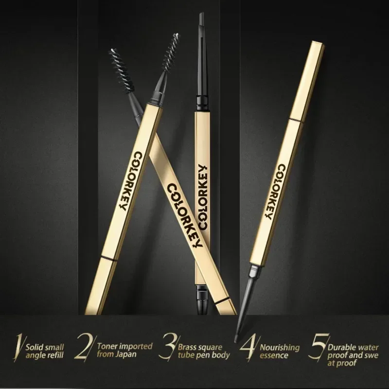 Colorkey Eyebrow Pencil Pen Dual-ended Triangle Brows Liner Definition with Brush Long-lasting Waterproof Natural Eye Makeup