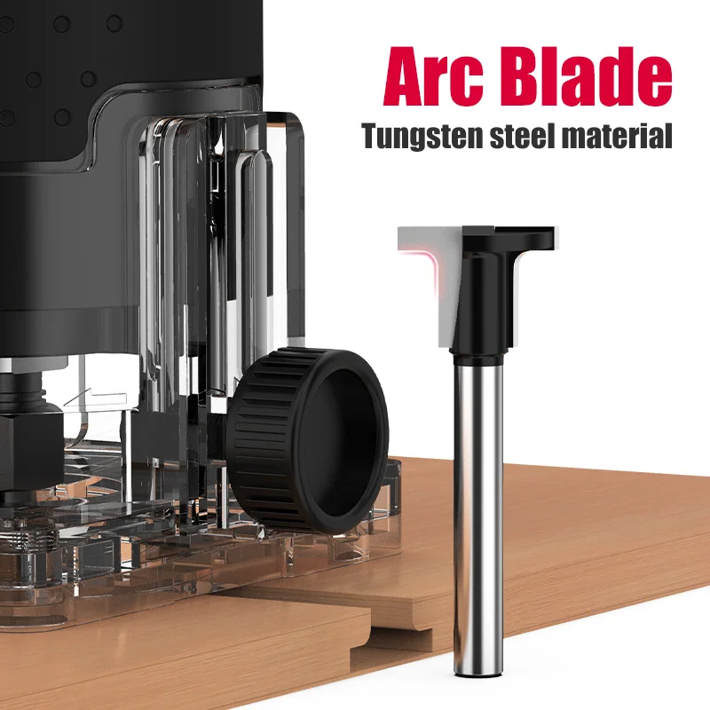 HUHAO 1/4inch Shank Woodworking Radius Bending Router Bit Carbon Crystal Plate Arc Bending Router Bit T-slot Cutter Carbide Tool