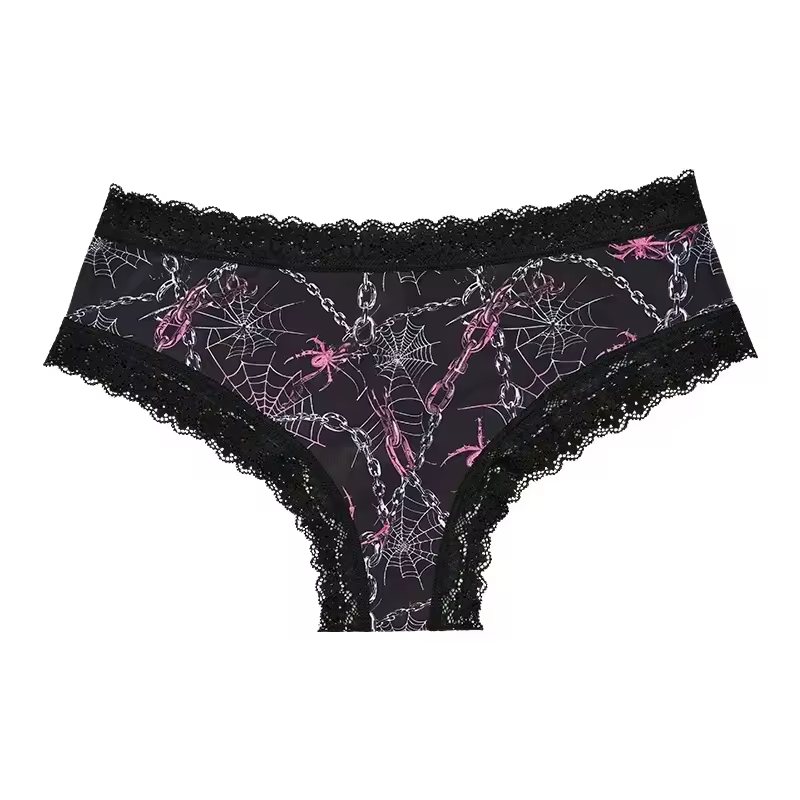 Underwear Women's Lace Edge Sexy Panties Gothic Style Lingerie Rose Skull Personalized Comfortable Breathable Triangle Pants - Image 7