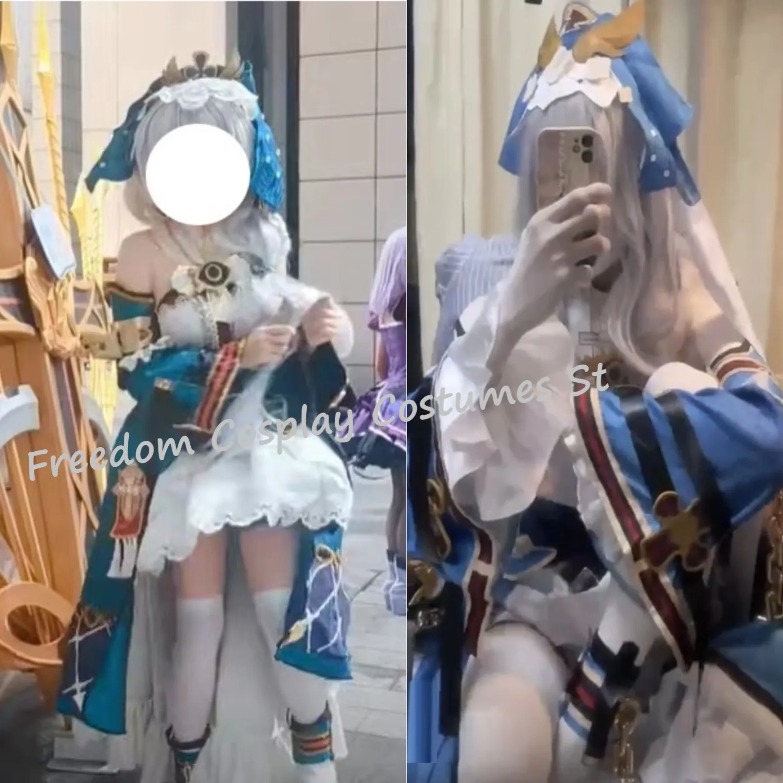 In Stock Honkai Impact 3 Collaborator Apocalypse Theresa Cosplay Costume wig Blue Dress With Hat Women Halloween Party Roleplay