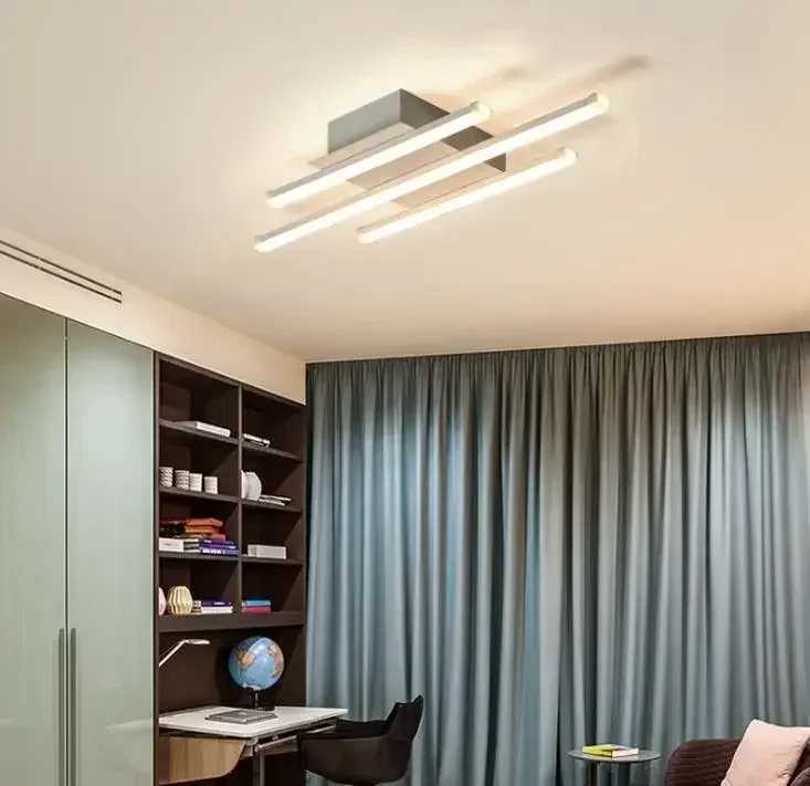 Modern LED Lighting for Kitchen Bedroom Art Exhibition Hotel Matte White AC110-240V Ceiling Lamp Line Desing Luminaria Fixtures