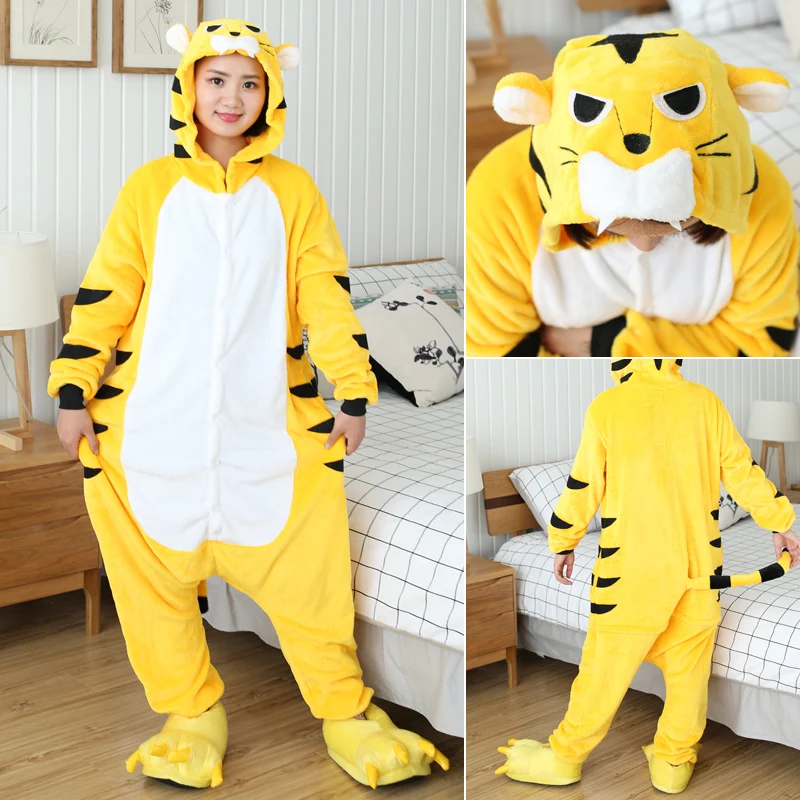 Kigurumi Tiger Cartoon Pajamas Onesies For Adults Women Men Animal Pyjamas Jumpsuits Christmas Halloween Cosplay Party Costumes