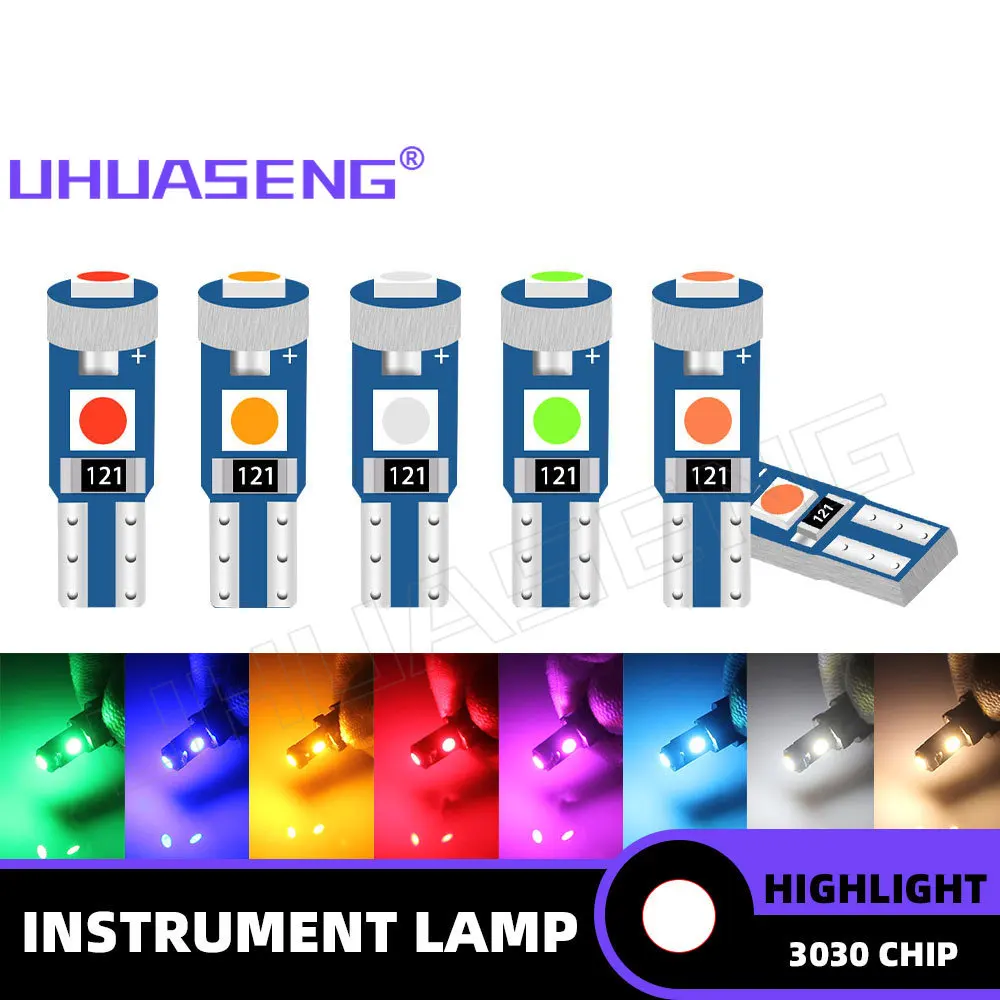 

UHUASENG 10PCS Dashboard T5 Led Bulb W3W Instrument Interior Map Plate Panel Meter Indicator Signal Lamp Car Light Warm White