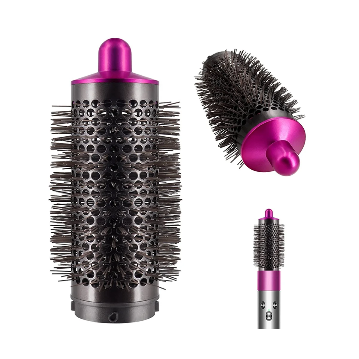 Cylinder Comb and Adapter for Dyson Airwrap Styler / Supersonic Hair Dryer Accessories,Curling Hair Tool,Rose Red & Gray