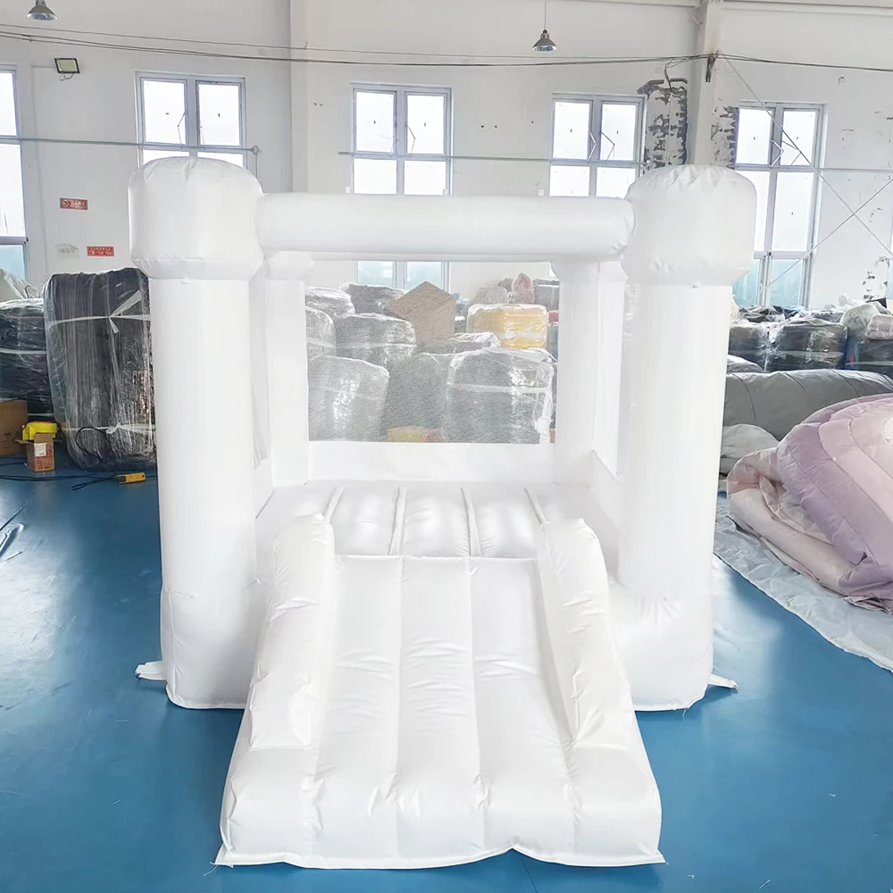 

JOEEFUNMOO Белый надувной ПВХ для малышей с плоским верхом, игровой домик для прыжков, маленький прыгающий замок