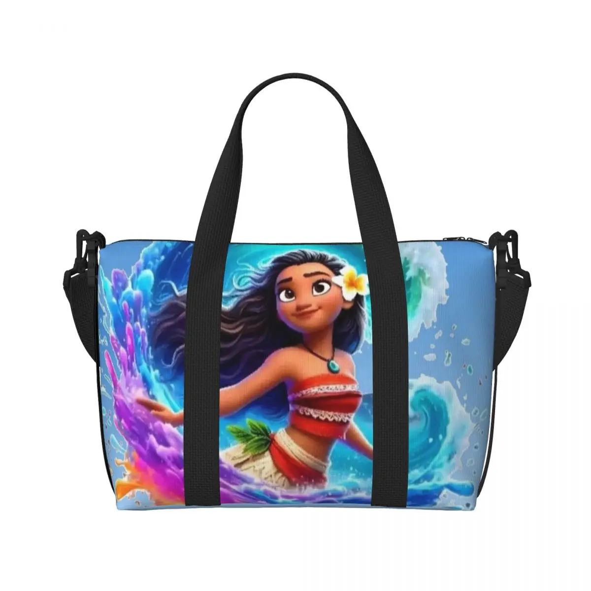 Custom Anime Moana Beach Tote Bag Women Extra Large Gym Carry On Travel Shopping Bags