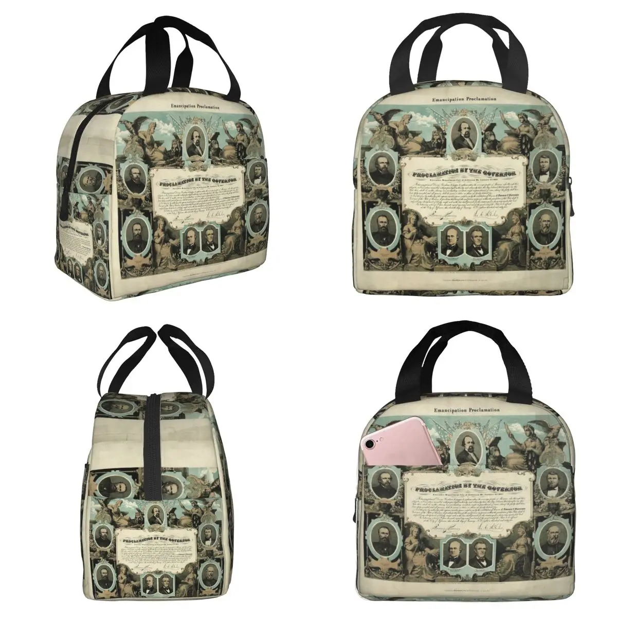 Emancipation Proclamation By E. Knobel (1865) Insulated Lunch Bag for Women Office Cooler Thermal Food Box Tote Lunch Boxes