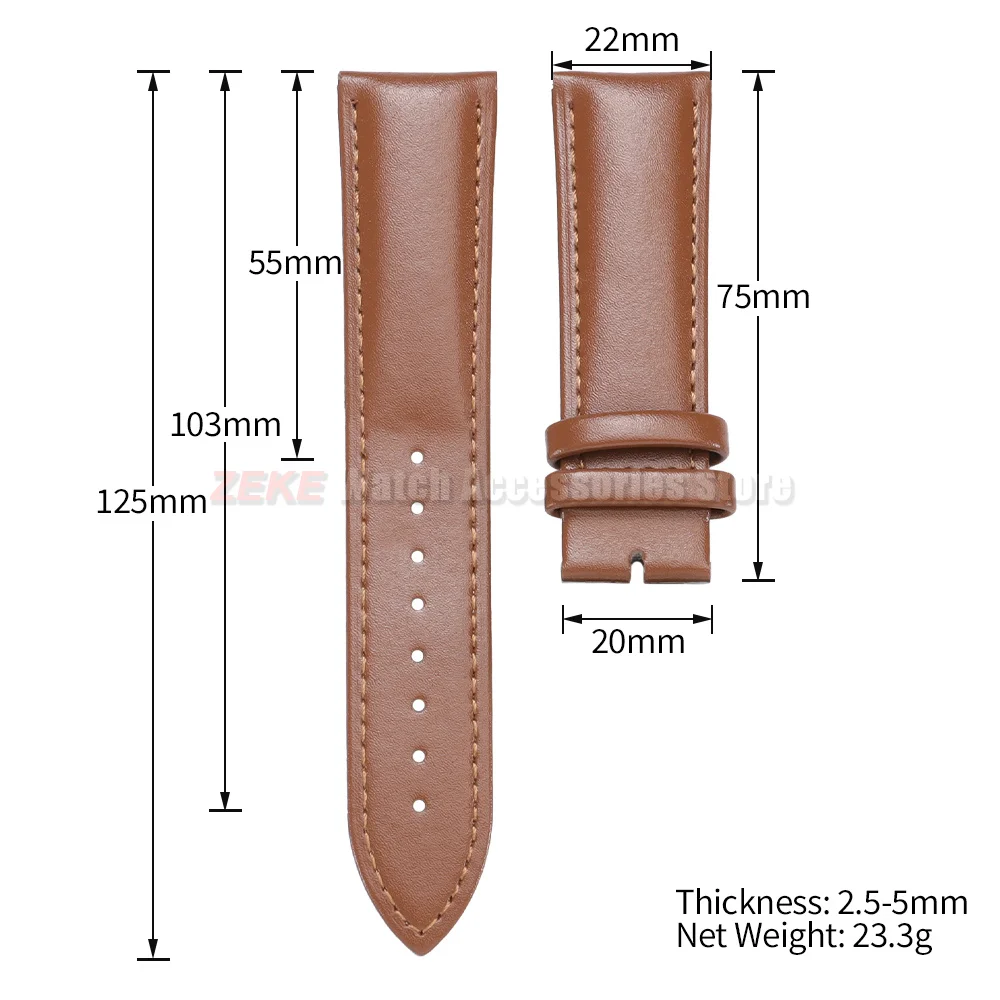 Echtes Kalbsleder-Uhrenarmband 12/13/14/15/16/17/18/19/20/21/22/24 mm, universelles Armband für Herren und Damen, Uhrenarmband-Zubehör – Detail 1
