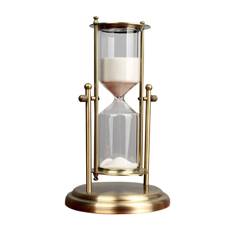 

Advanced Creative Glass Sand Time Metal Hourglass Small Gift new Rotating Copper Crown Hourglass Timer Decoration