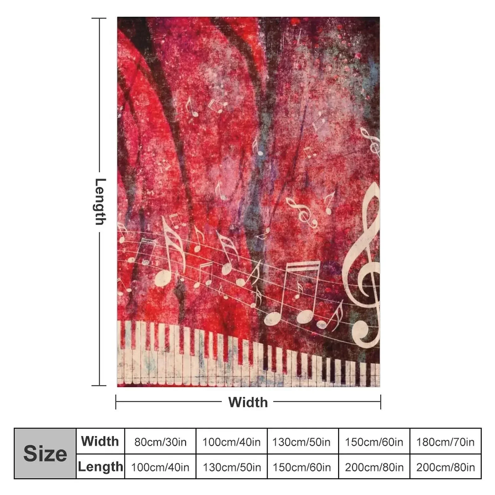 Piano Keyboard with Music Notes Grunge 2 Throw Blanket Heavy Decorative Sofa Thin Picnic Hairy wednesday Blankets