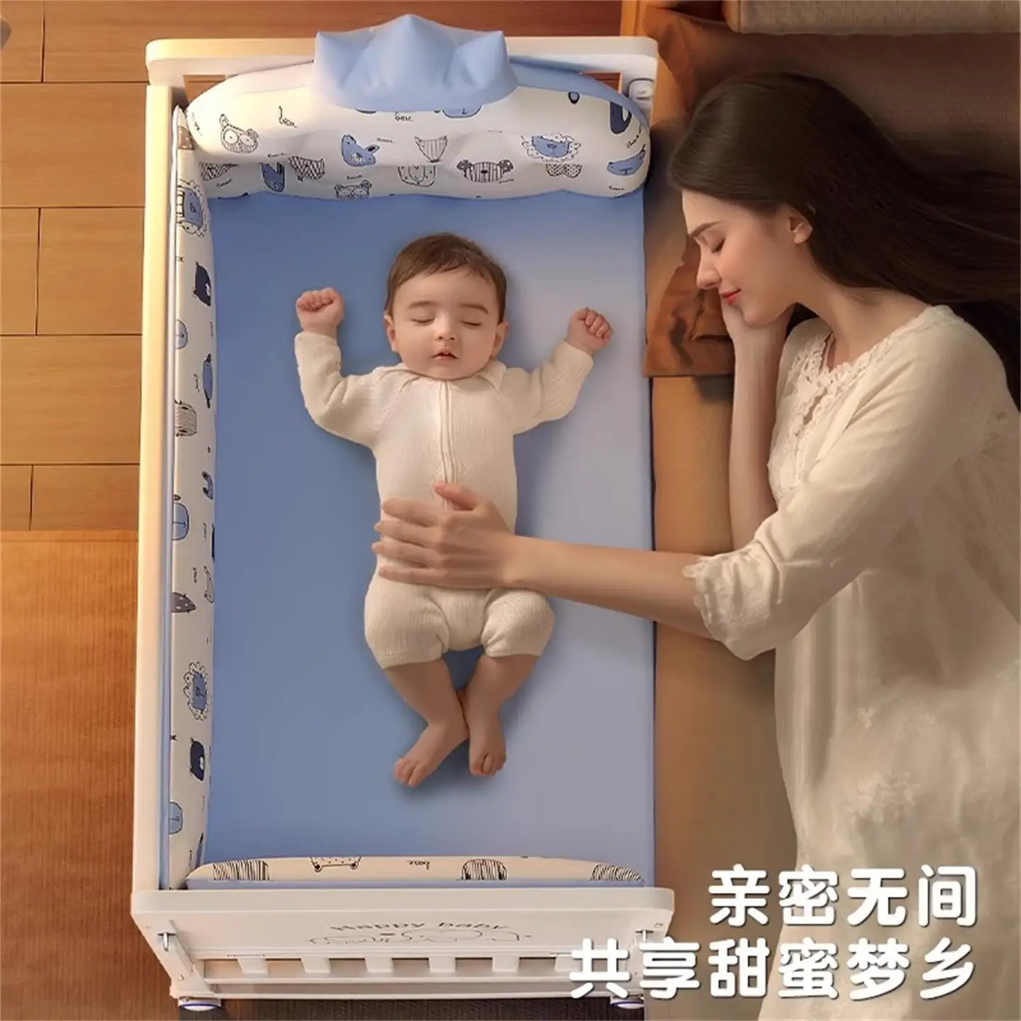 Ailich crib solid wood splicing queen bed European multi-functional baby bb bed cradle newborn children movable