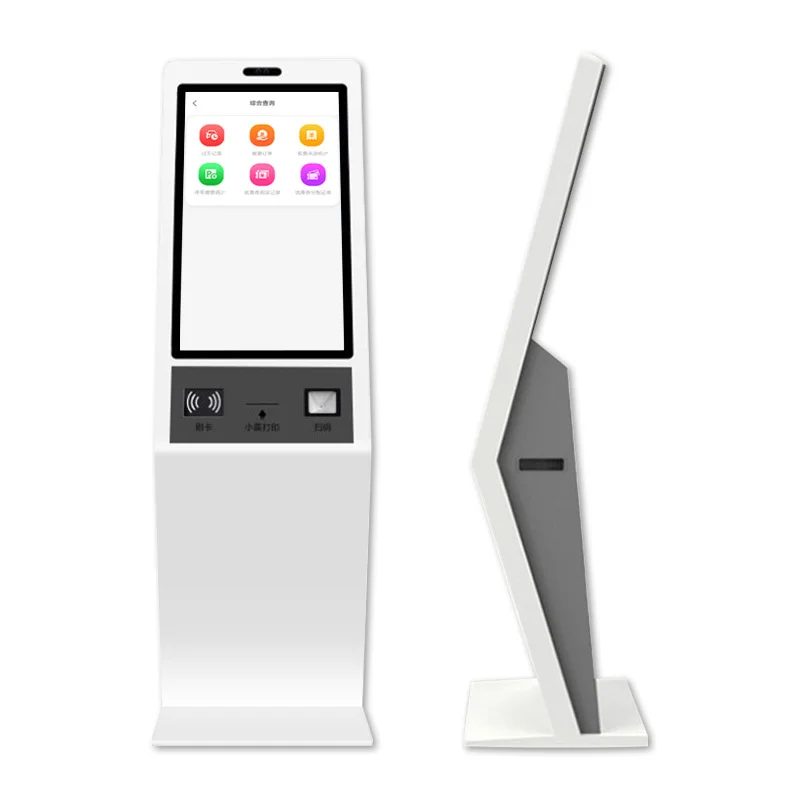 Automatic Payment Kiosk with Barcode Reader LCD Screen Digital Signage Cheque Scanner for Airport Cash Payment Customer