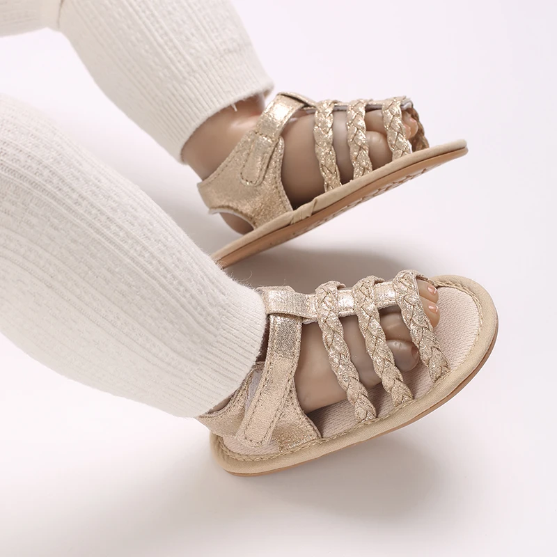 Neue 0-18M Baby Einfarbige Lässige und Bequeme Babysandalen für Mädchen, Atmungsaktive und Leichte Sommer-Sandalen mit Offener Zehenpartie – Detail 10