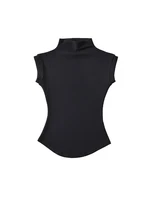 Économie à col roulé sexy pour femmes, pulls monochromes, t-shirts décontractés, streetwear féminin, t-shirts basiques, été 2