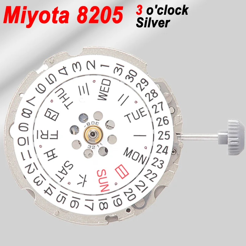 miyota-8200-ムーブメント-自動巻き-手巻きカレンダー時計修理アクセサリー。3-針日付時計交換部品