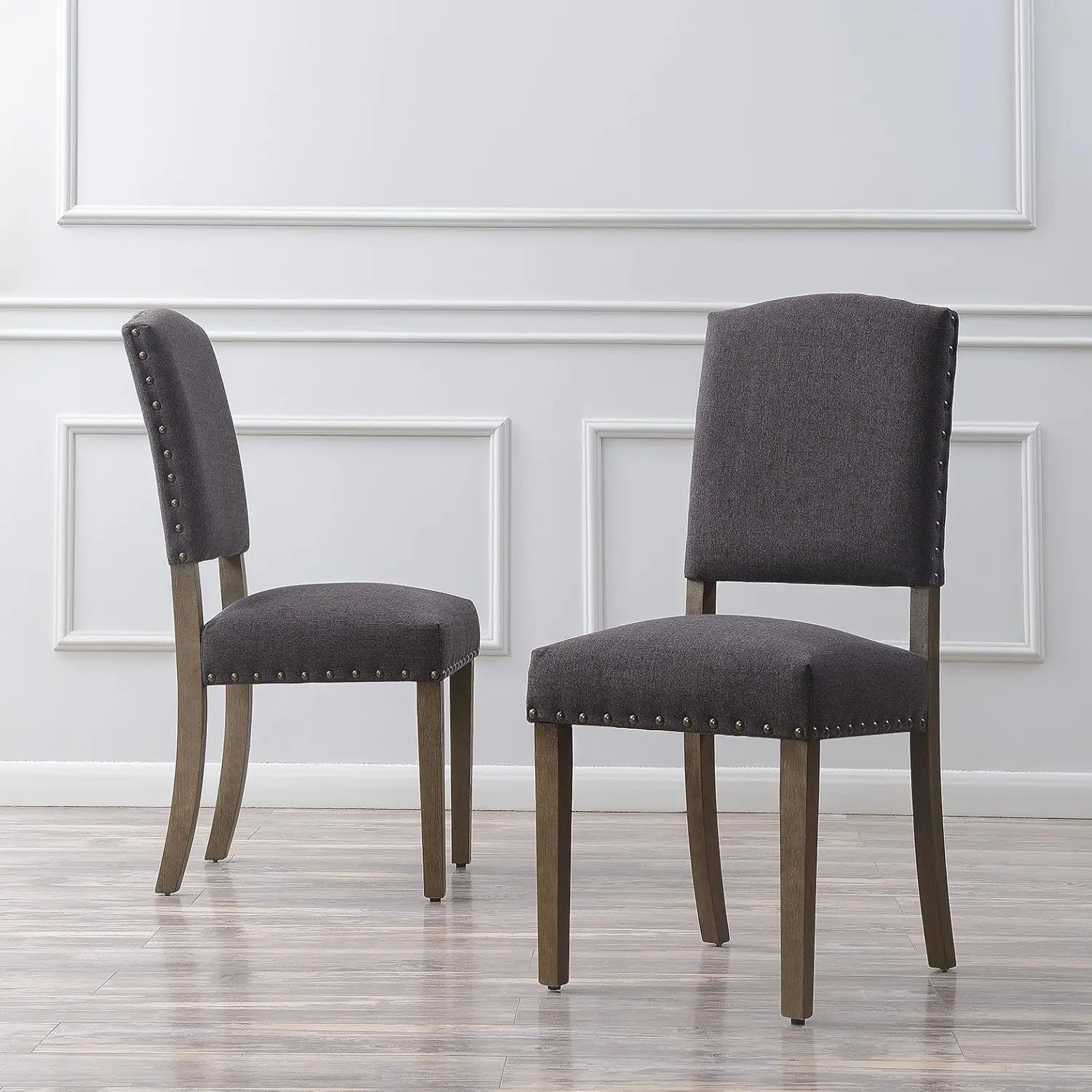 Dining Chairs, Set of 2 Kitchen Dining Room Chairs Upholstered Parson Chairs with High Back & Nailhead Trim,