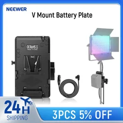 Neewer V Mount Battery Plate with Super Clamp Mount Pole Holder and 4 Pin XLR Cable for Continuous Video Lighting Power Supply