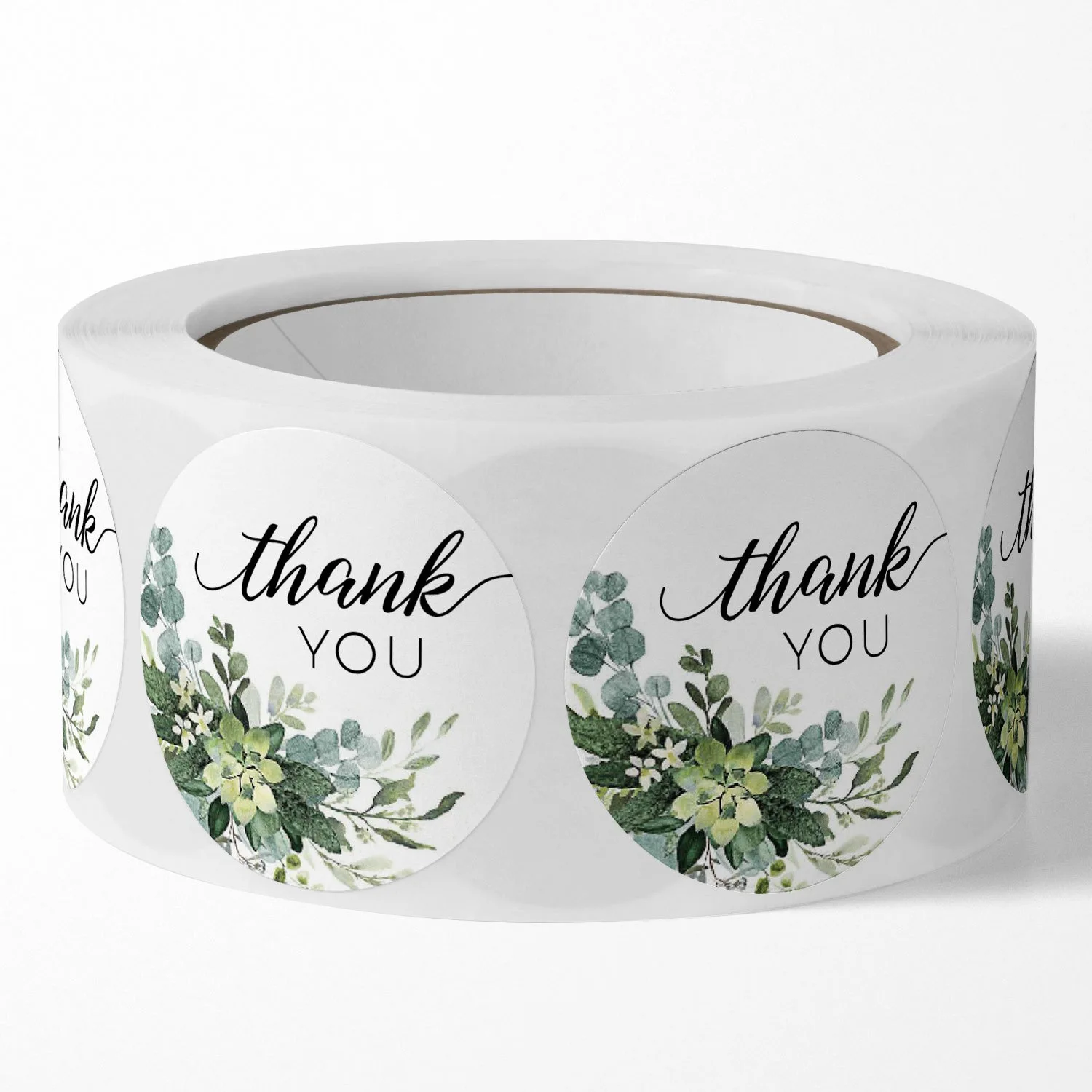 500 PCs/roll 1 inch Green Floral Thank You Stickers for Gift Wrap, Envelope Closure, Small Business Office Supplies, Diy Decor image 3