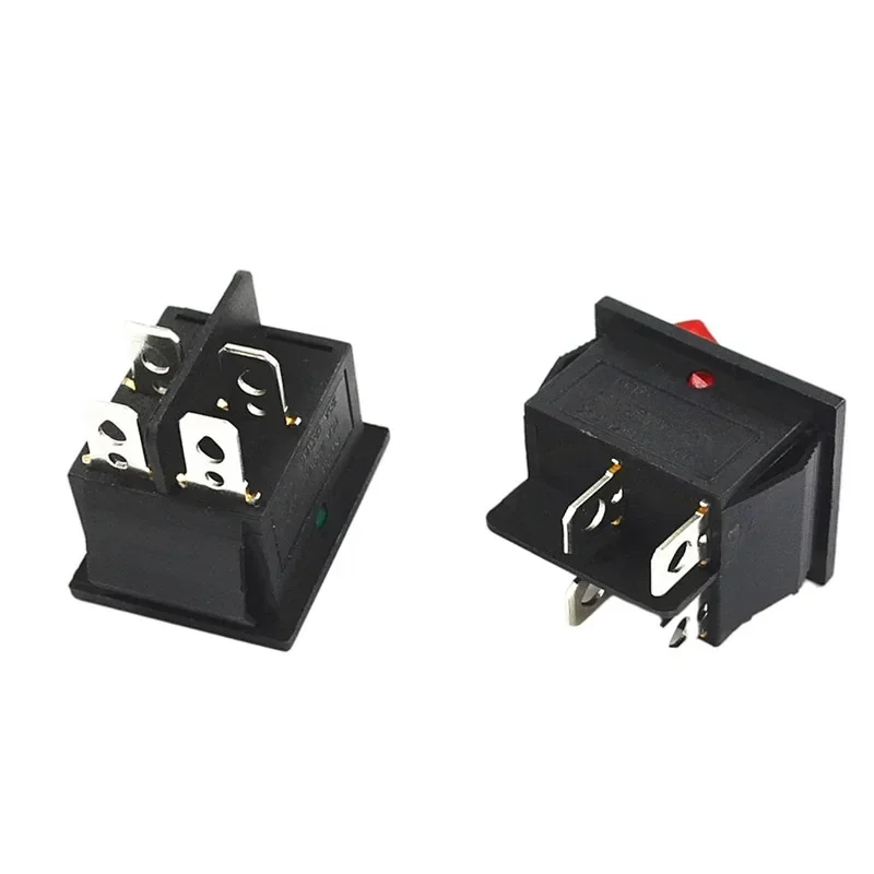 Interruptor de alimentação de trava, 4 pinos com luz, KCD4, 16A, 250V, 20A, 125V