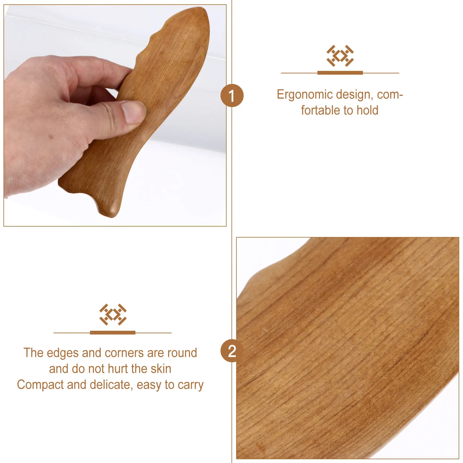 

Natural Sandalwood Massage Scraper Tool Wooden Scraping Board Brown Durable Skin-Friendly Meridians Therapy Plate Home Acupoint