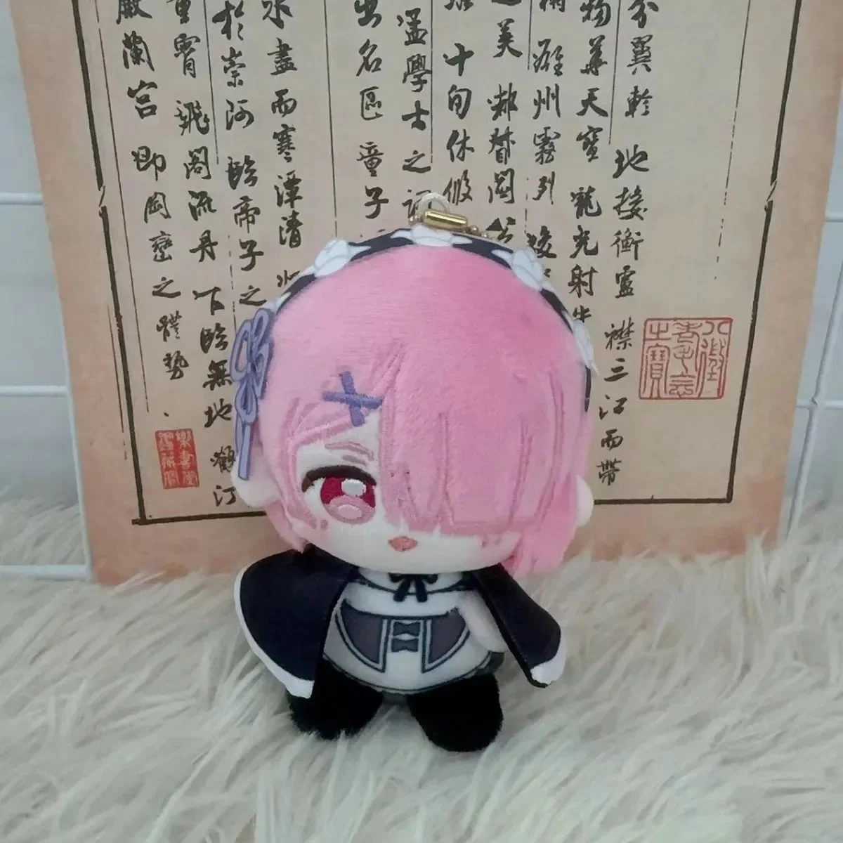 12CM Anime Re0 Squat Ram Rem l'emilia Pink Cosplay Soft Plush Doll Body Cartoon farcito figure portachiavi ciondolo mascotte giocattoli