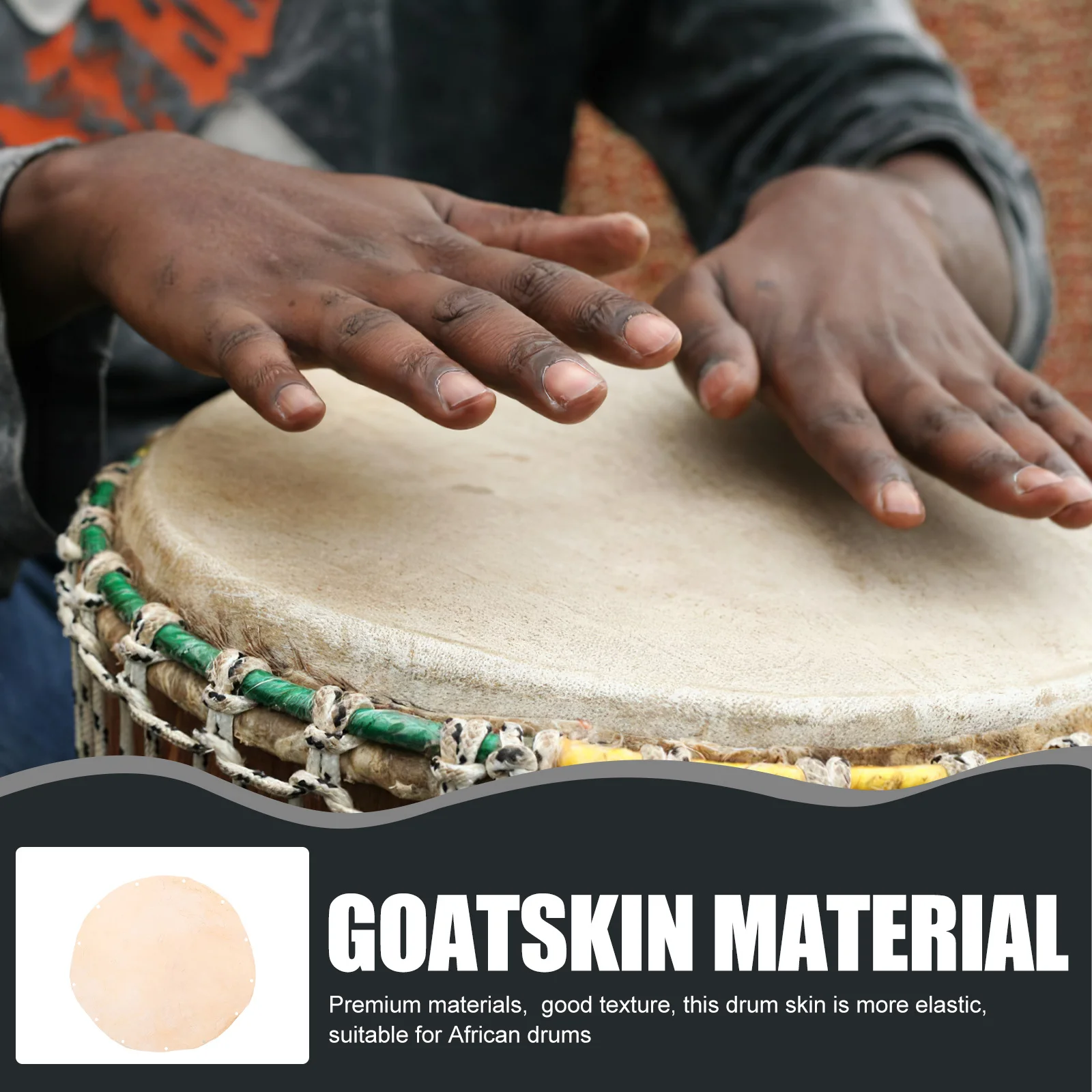 

Doubmek Drum Skin Authentic Goatskin Replacement Round African Drum Head Skin Durable Lightweight Musical Instrument Part
