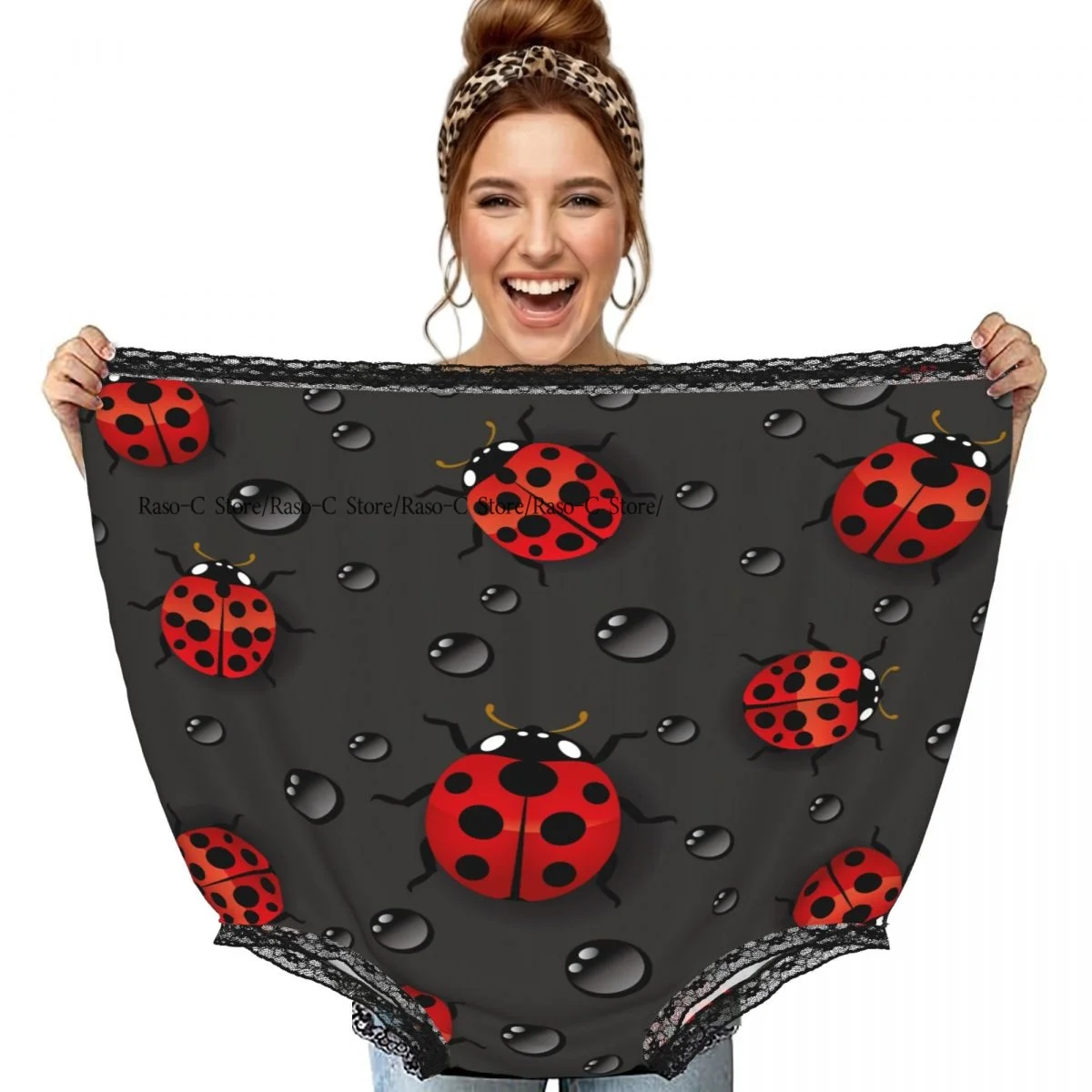 

Funny Gag Granny Underwear Red Ladybugs With Water Drops Surprise Gift