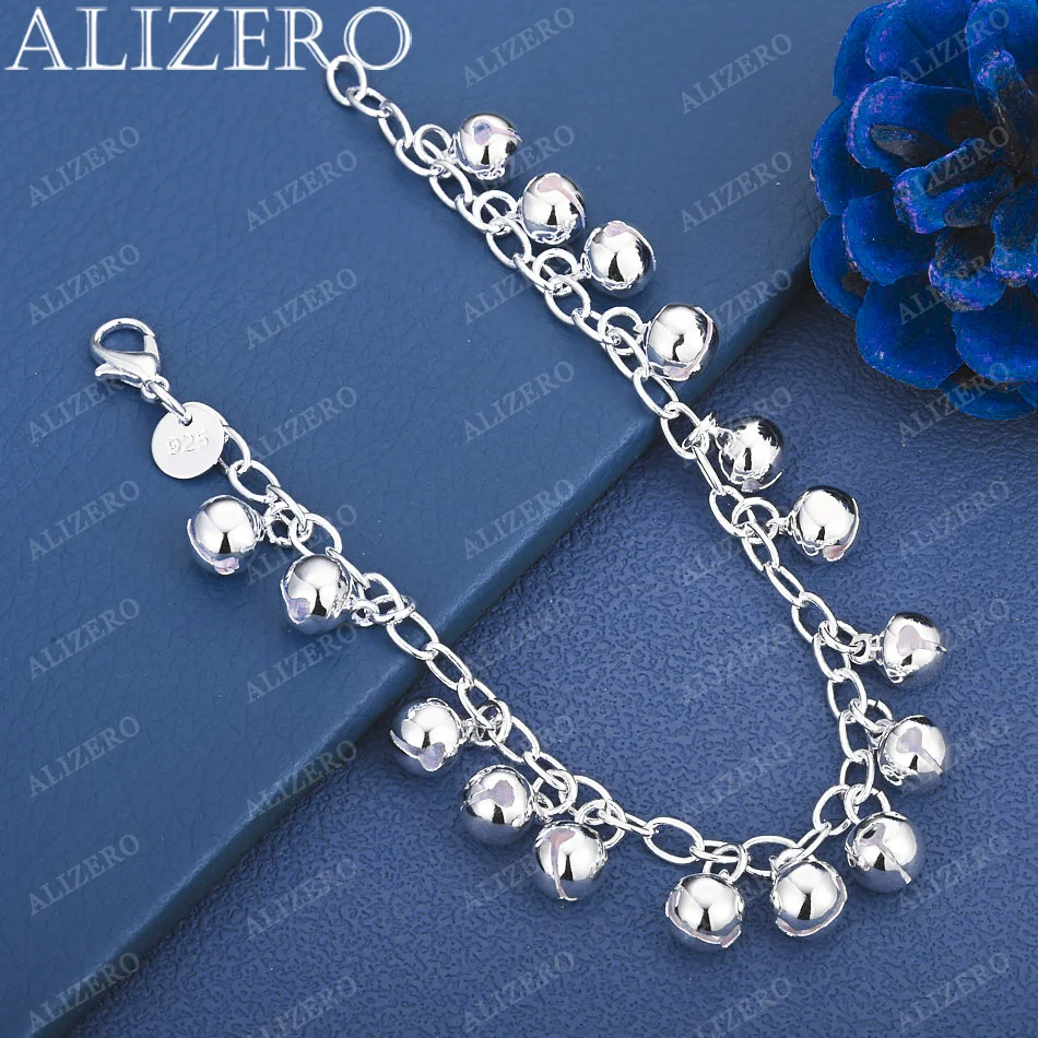 

ALIZERO 925 Sterling Silver Bell Bracelet For Women Men Fashion Jewelry Charm Grace Noble Wedding Accessories