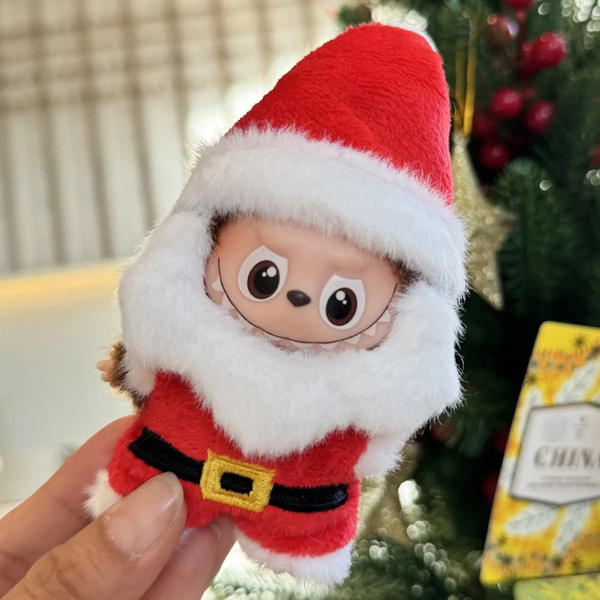 [بدون دمية] ملابس دمية قطيفة عيد الميلاد الزنجبيل رجل ل 10.5 سنتيمتر Labubu 4.0 دمية الزي DIY بها بنفسك الملابس والاكسسوارات