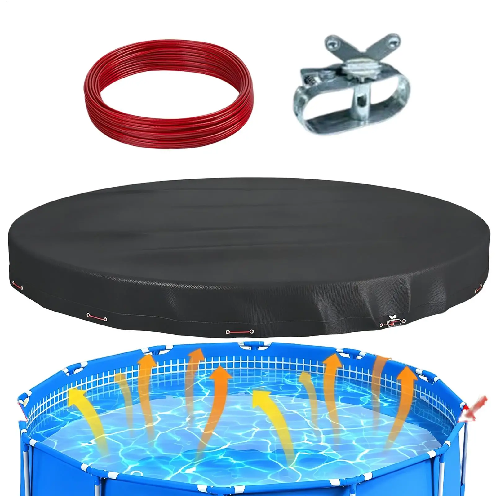 Outdoor Swimming Pool Cover Round UV Resistant Dustproof Waterproof Guard With Tightening Device For Garden, Backyard