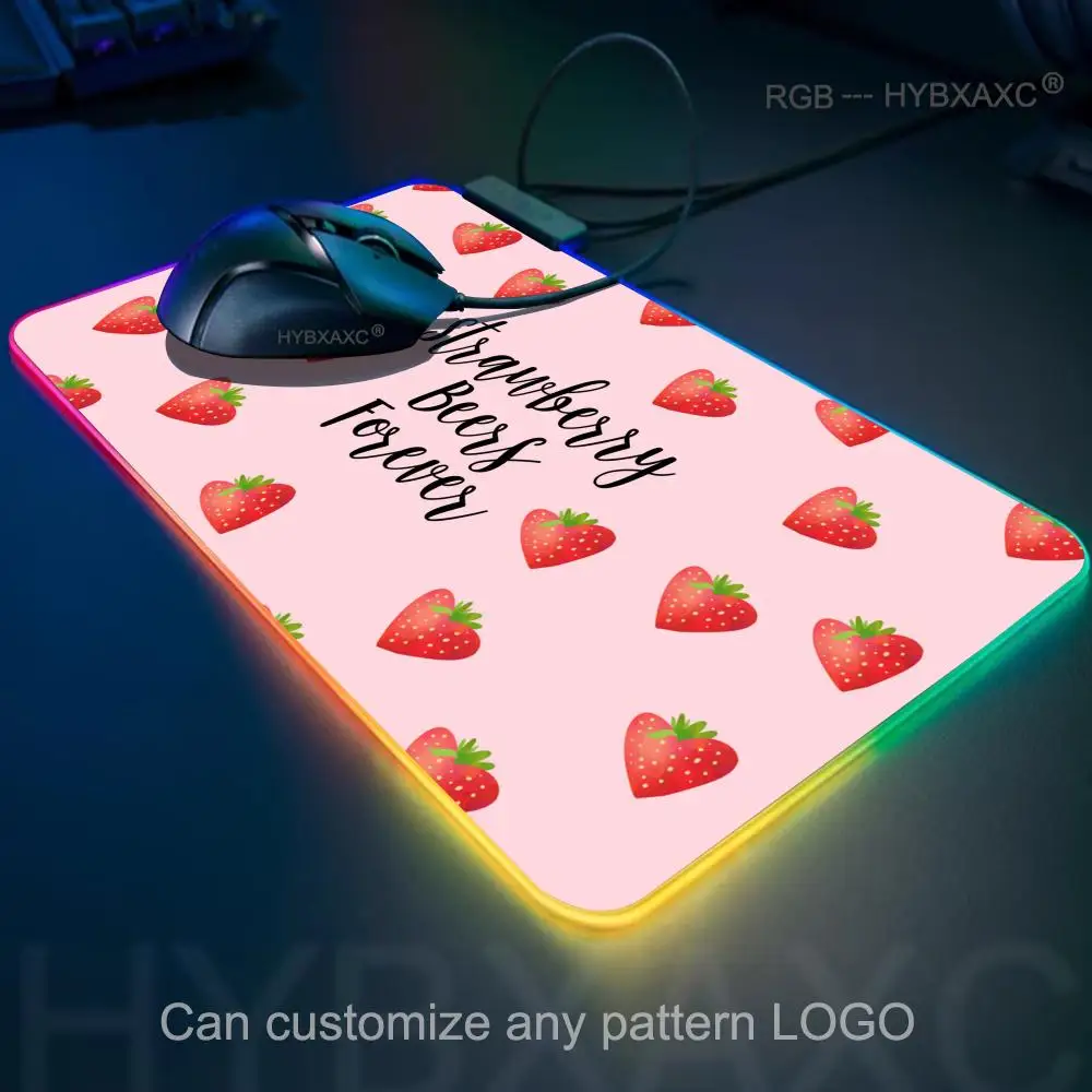 

Mouse Pad Strawberry Mouse Pad RGB Gaming Mouse Pad Desk Mat HD Gamer Large LED Light XXL MousePads PC Computer Carpet