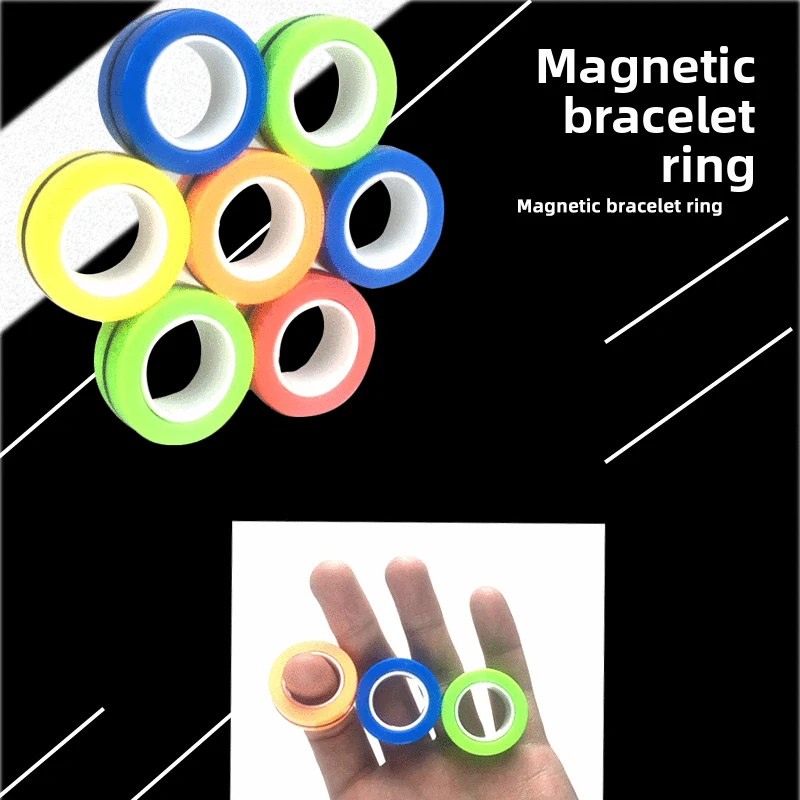 

Magnetic Bracelet Ring Fidget Spinner Toy Stress Relief Finger Gyro Rotating Rings for Adults Kids Creative Decompression Gift