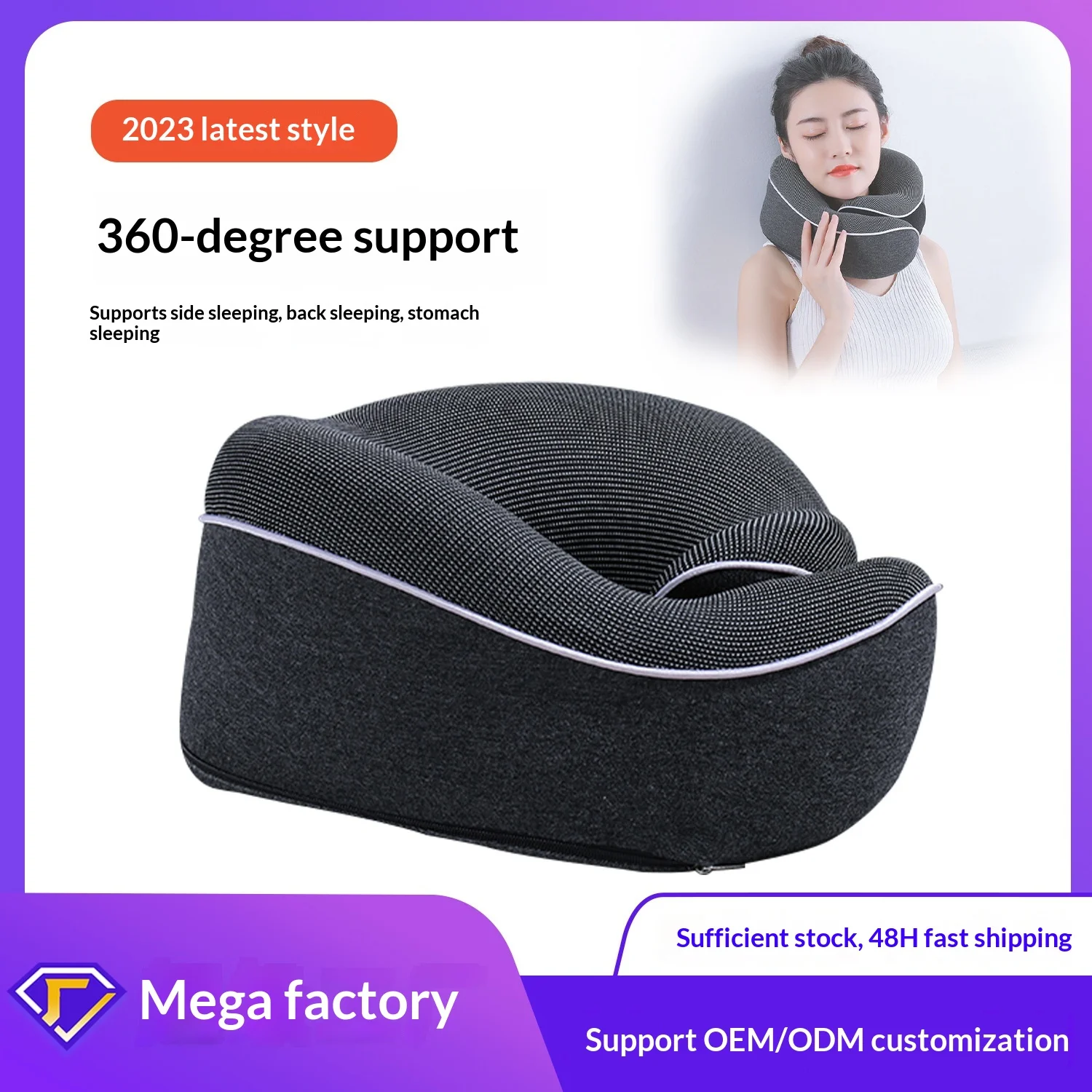 

Memory Foam Travel Pillow Portable - U Shape Neck Support Pillow with Removable Cover, Collapsible for Airplane, Car, Office