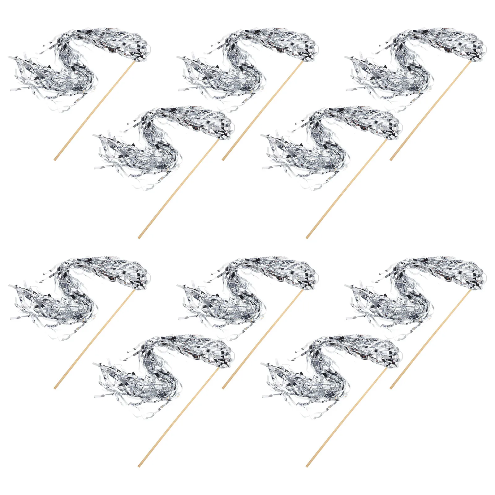 

10 Pcs Glowing Fairy Stick Sticks Light for Wedding Ribbon Silver Bamboo up Wands