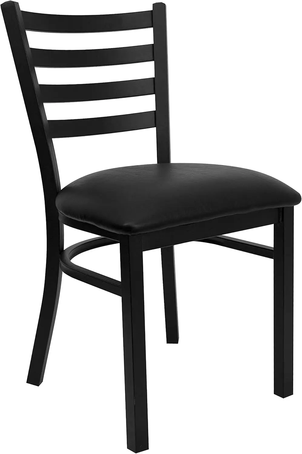 

Black Metal Ladder Back Restaurant Chair with Vinyl Seat - Commercial Grade, 500lb Capacity