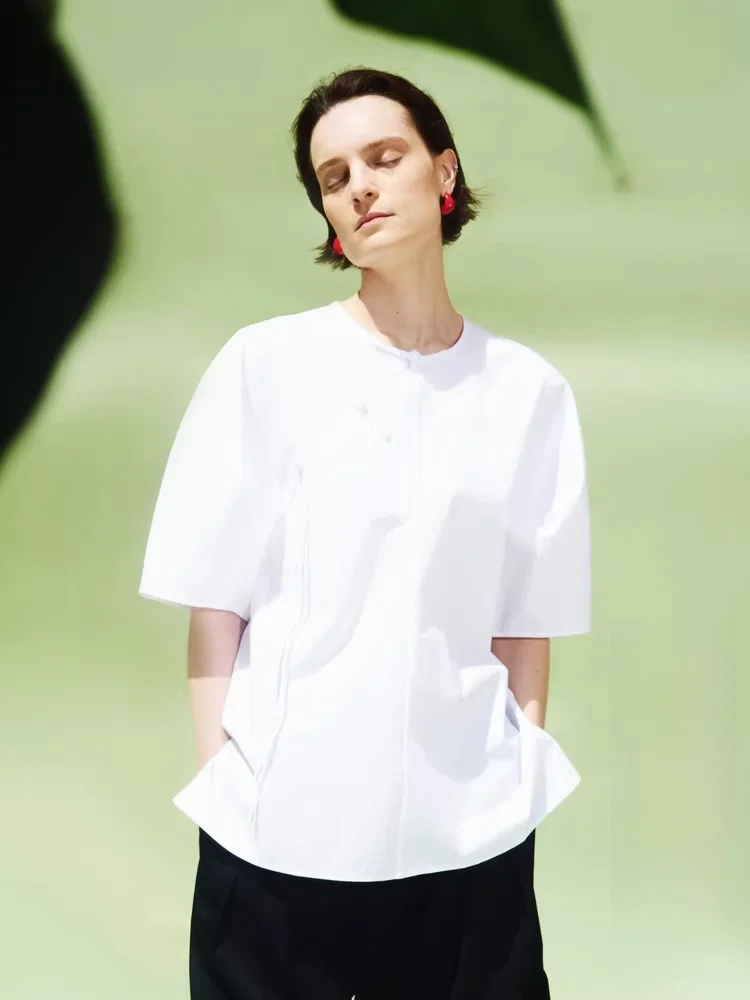 

Новая китайская женская летняя футболка из чистого хлопка с коротким рукавом EBC2TOPT06 Edition, модная хлопковая одежда для женщин.