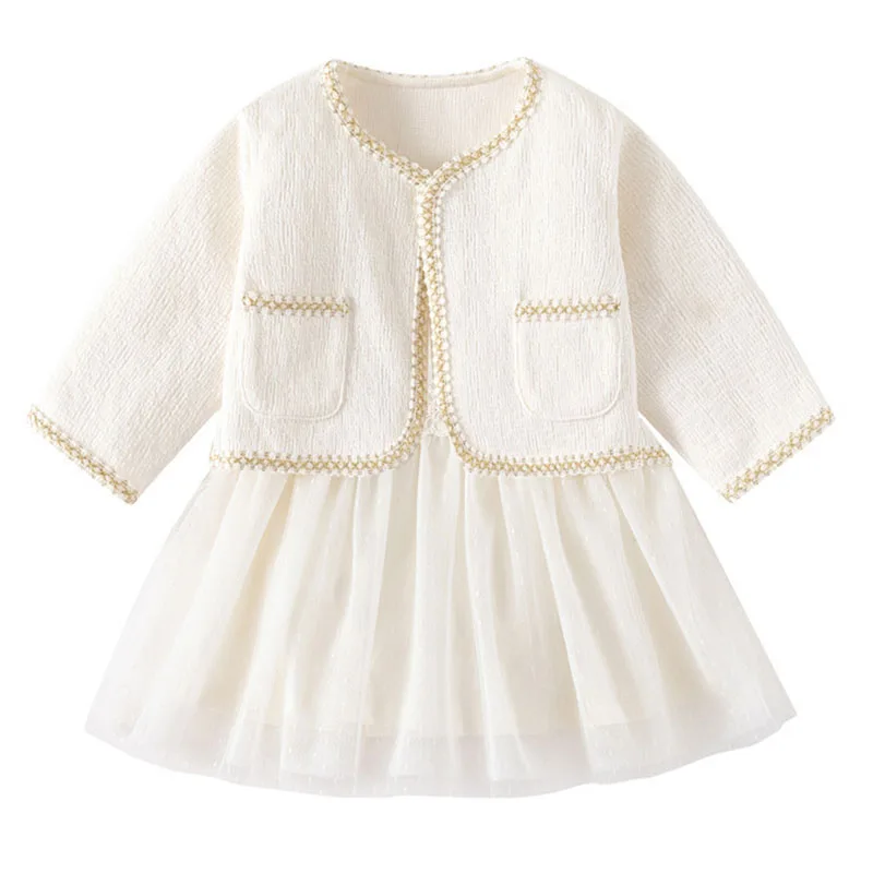 2Piece Spring Fall Girls Outfit Sets Korean Fashion Birthday Long Sleeve Tops+Princess Dress Newborn Clothes Baby Clothing B428