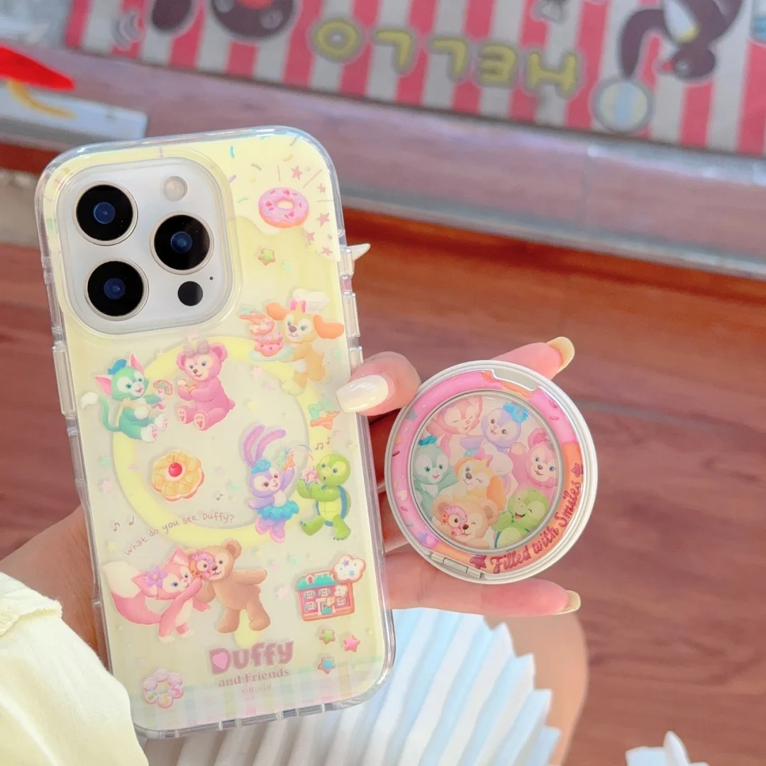 

Korea Cute Animal Cartoon Magnetic Grip Tok Holder Magsafe Wireless Charge Phone Case For iPhone 16 15 14 13 Pro Max Hard Cover﻿