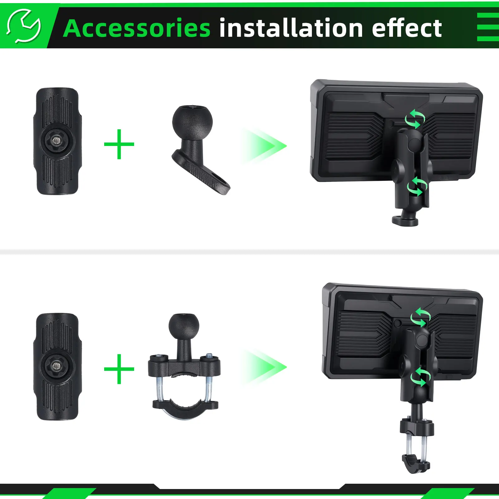 Podofo Carplay Motorrad-Monitor Kabelloses Android Auto Airplay IP68 Wasserdichter Tragbarer Monitor Reifendruckerkennung (Optional) – Detail 13