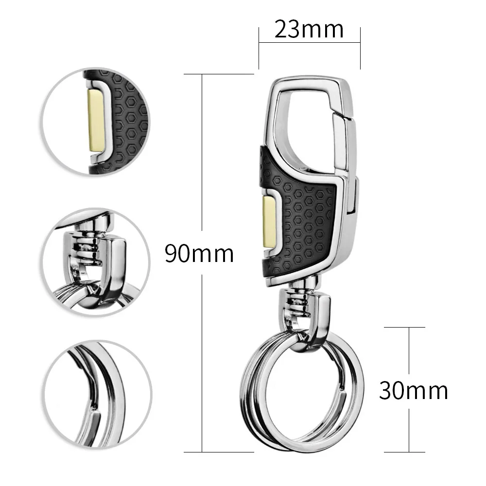 Simple Double Switch Keychain Metal 360 Degrees Rotatable Key Holder Rings Buckle Fashion Men\'s Luxury Car Keyring K416