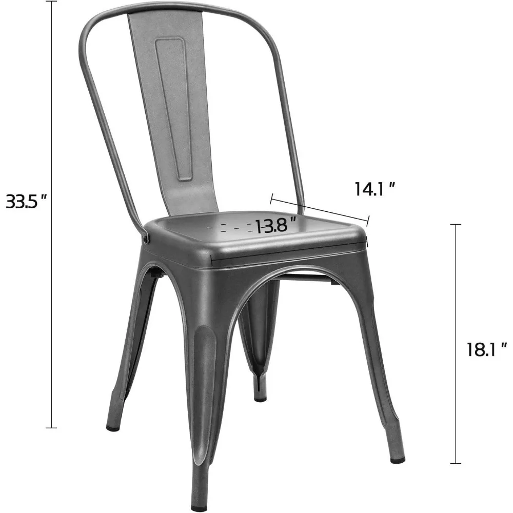 Kursi Makan Logam Dalam Ruangan Luar Ruangan Menggunakan Kursi Logam Industri Tolix Stackable Set 4 untuk Dapur, Ruang Makan