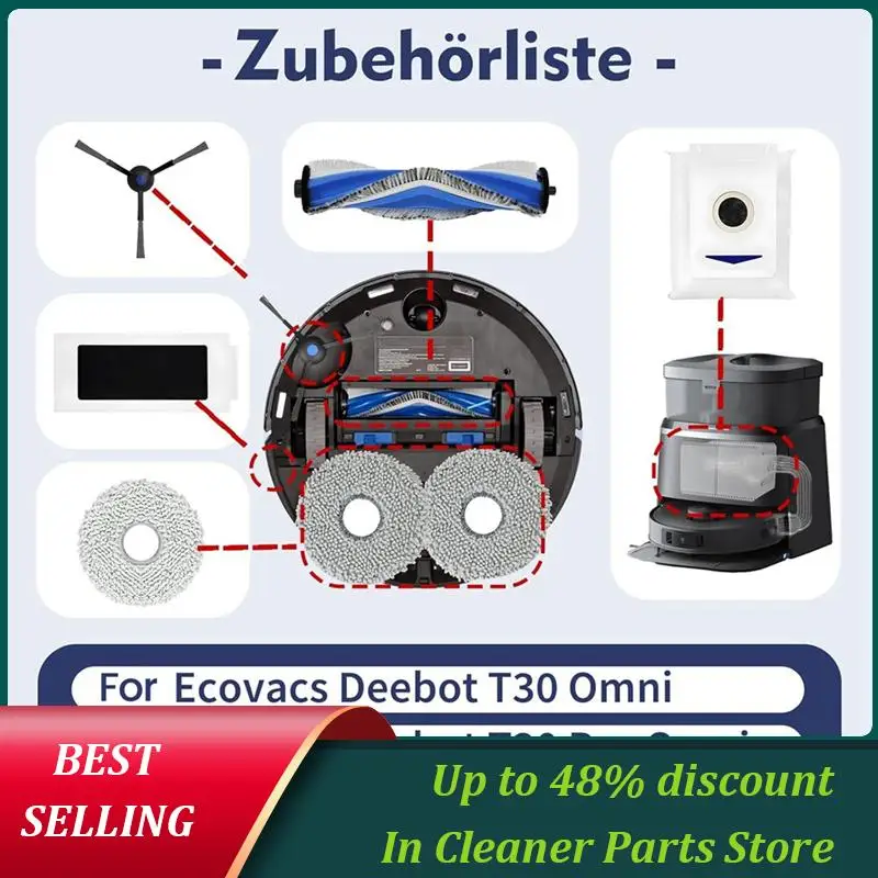 

Satisfied For ECOVACS DEEBOT T30 PRO Omni / T30 Omni / T30 Max Robot Vacuum Cleaner Parts Main Side Brush HEPA Filter