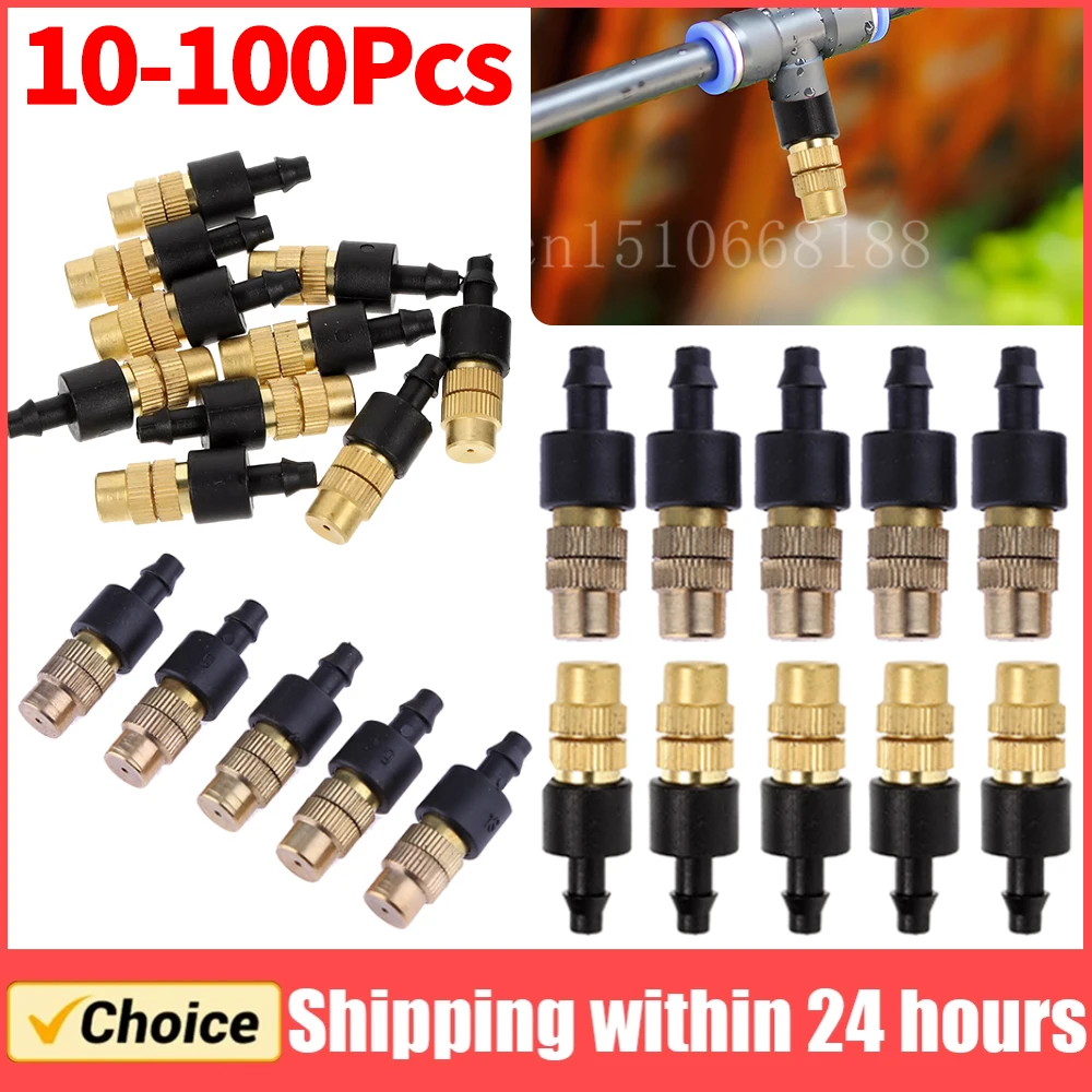 10-100Pcs Adjustable Copper Mist Nozzle Garden Sprayer Nozzle Greenhouse Lawn Water Sprinkler Outdoor Garden Equipment