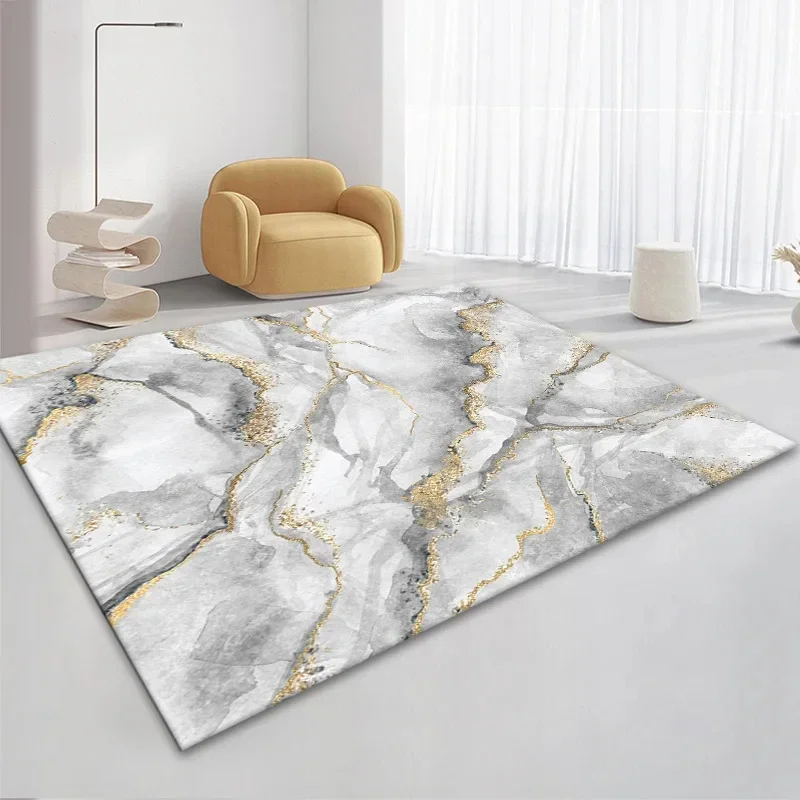 Nordic Grey Golden Black Marble Carpet Colorful Geometric Area Rug for Living Room Bedroom Sofa Doormat Non-slip Large Floor Mat