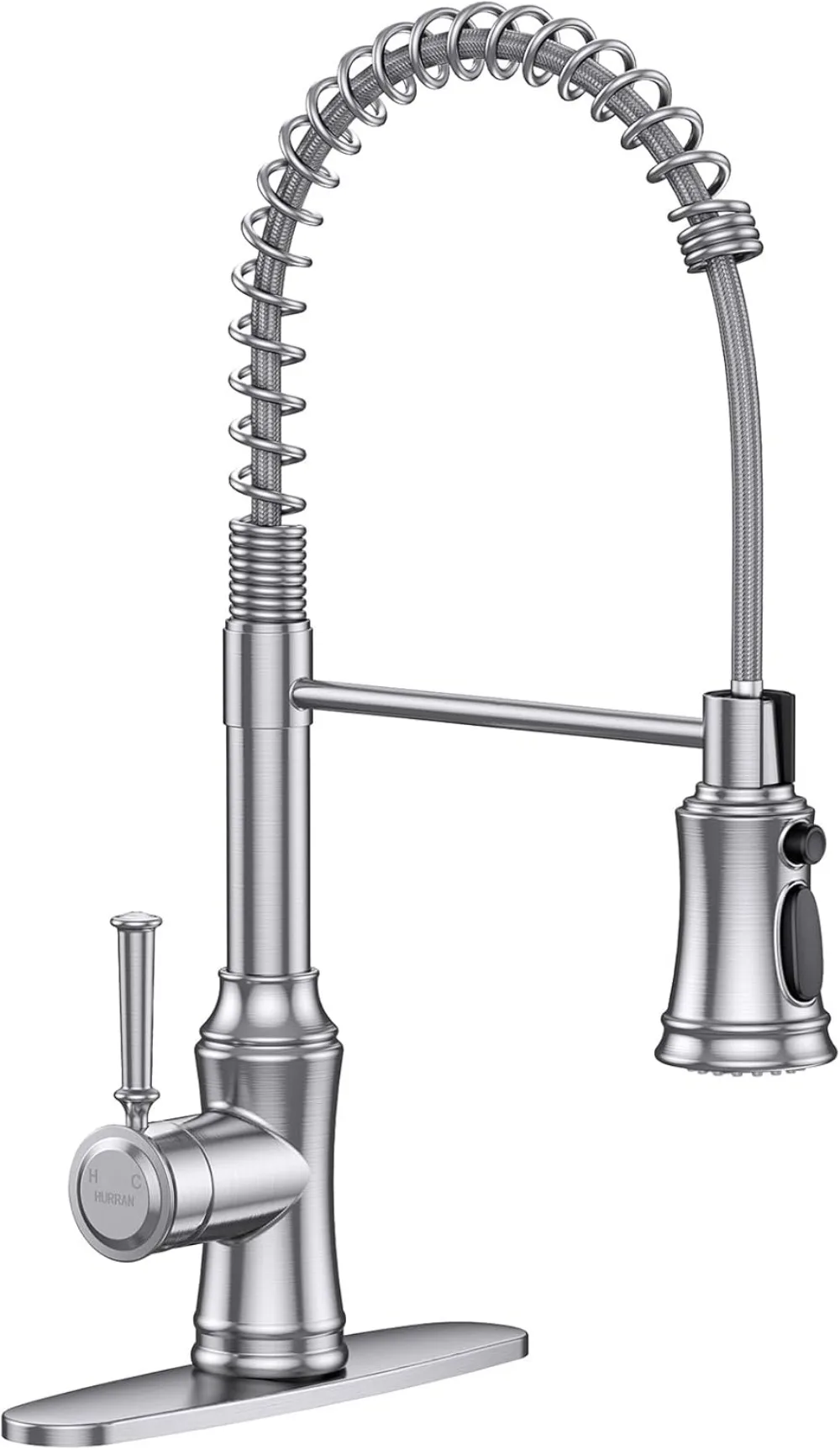 Kitchen Faucet with Pull Down Sprayer Commercial Stainless Steel Kithcen Faucets Single Handle Spring Faucets for Kitchen Sink